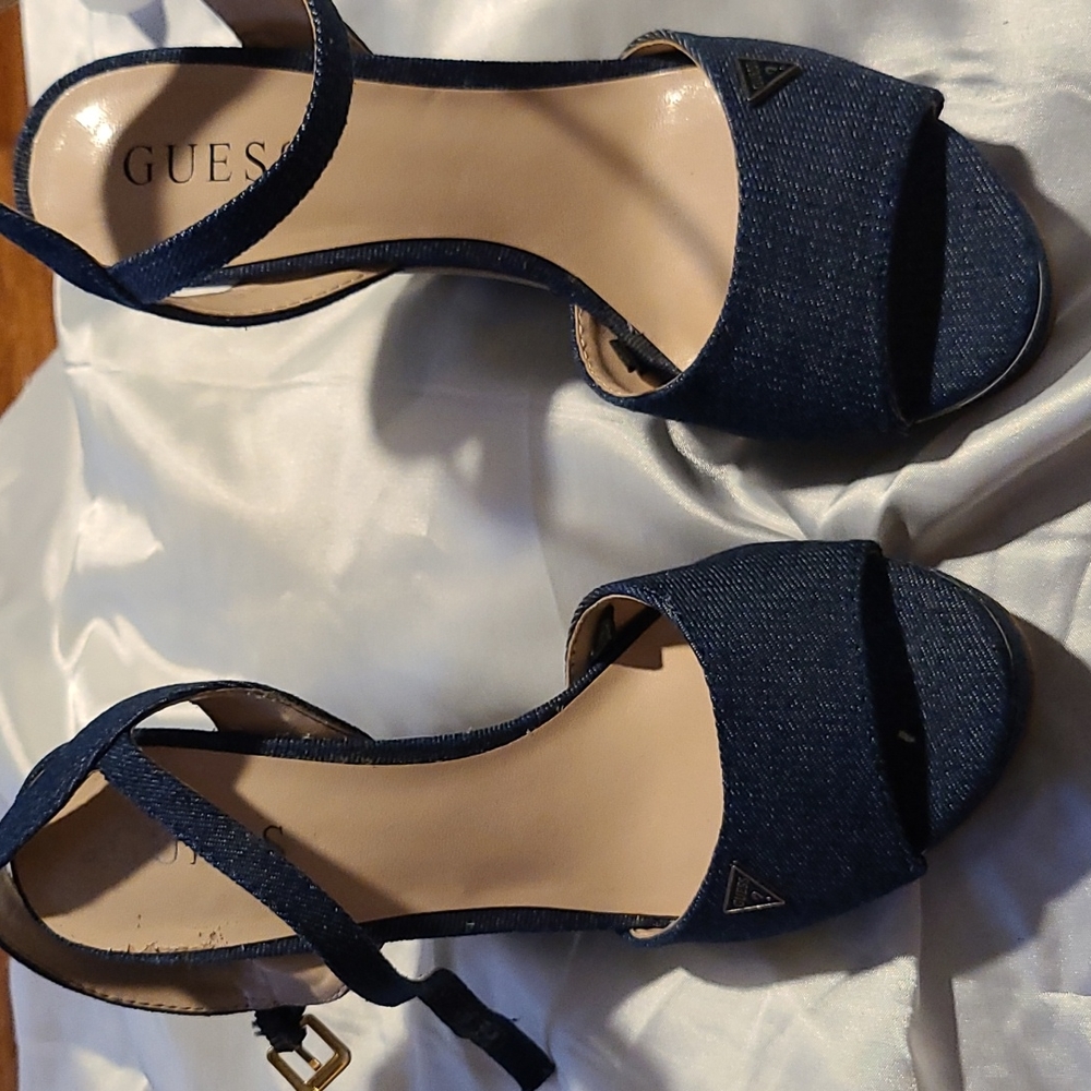 Guess denim wedge heels